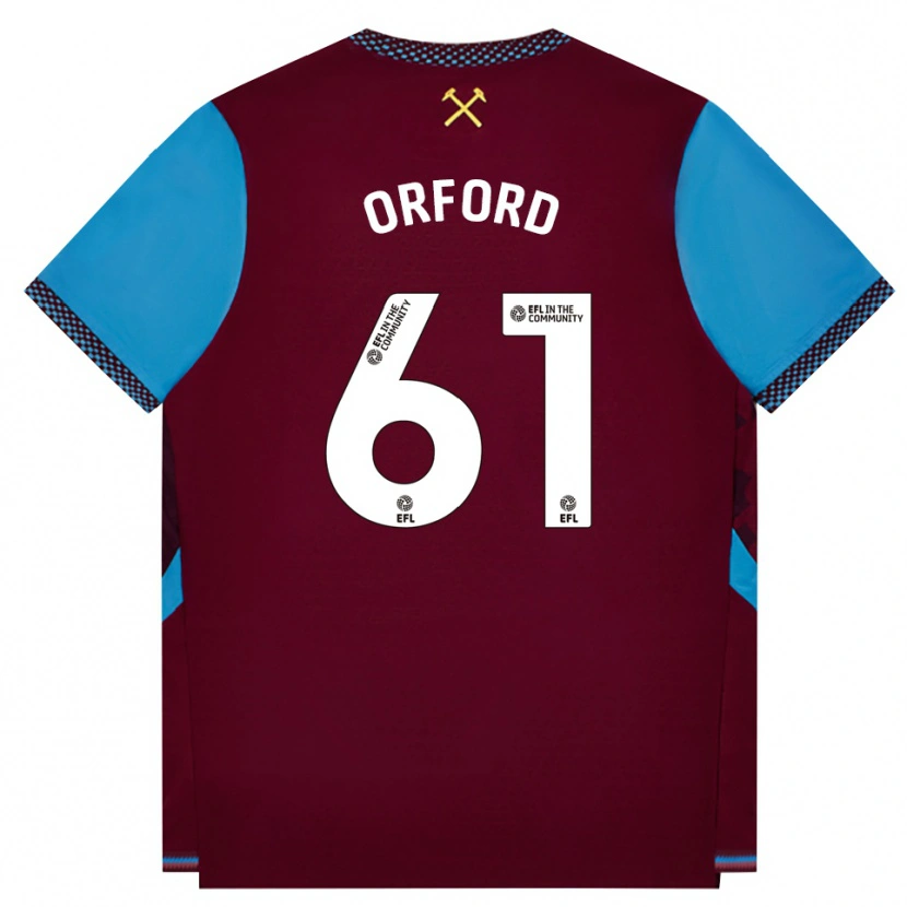 Danxen Bambino Maglia Lewis Orford #61 Borgogna Blu Fiordaliso Kit Gara Home 2026/27 Maglietta