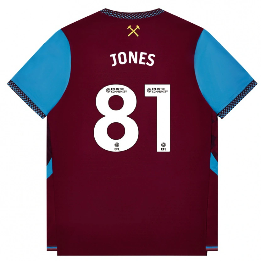 Danxen Bambino Maglia Liam Jones #81 Borgogna Blu Fiordaliso Kit Gara Home 2026/27 Maglietta