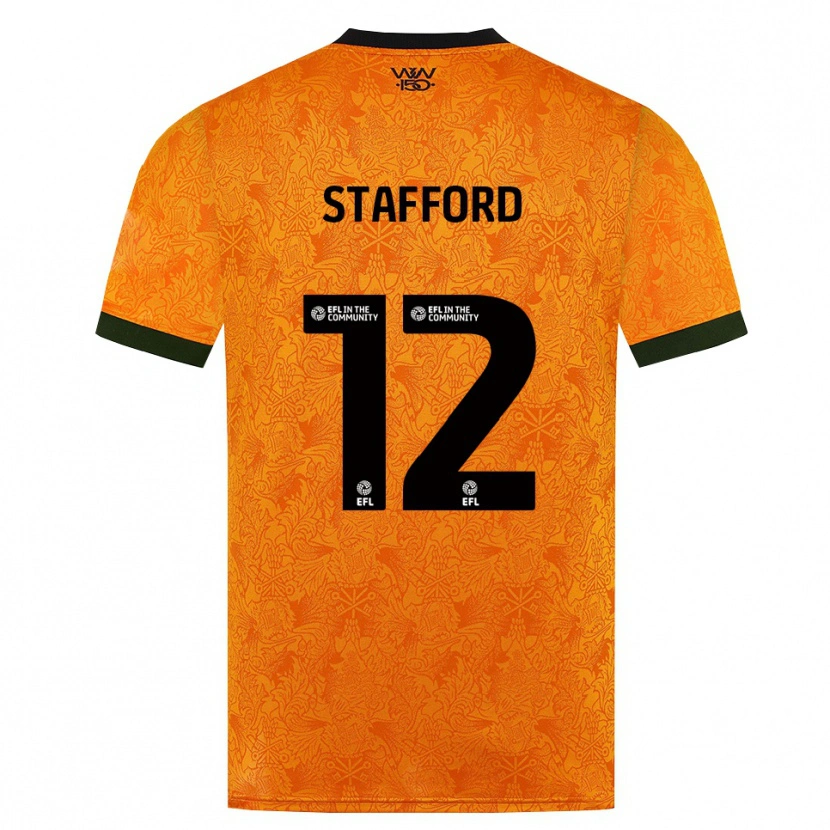 Danxen Bambino Maglia Ollie Stafford #12 Arancione Nero Kit Gara Home 2026/27 Maglietta