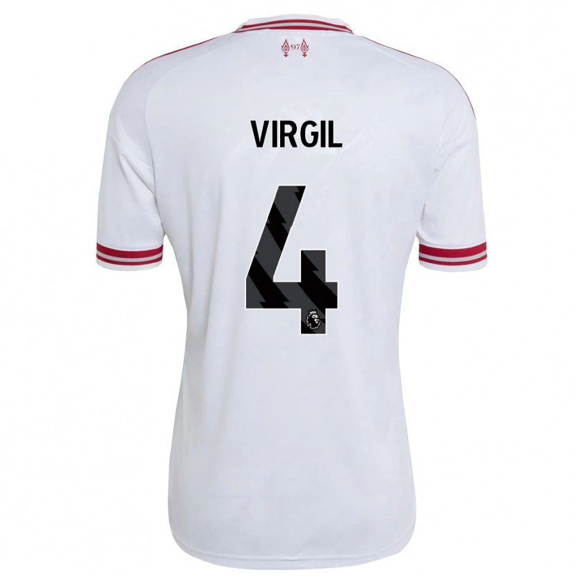 Danxen Bambino Maglia Virgil Van Dijk #4 Rosso Bianco Kit Gara Away 2026/27 Maglietta