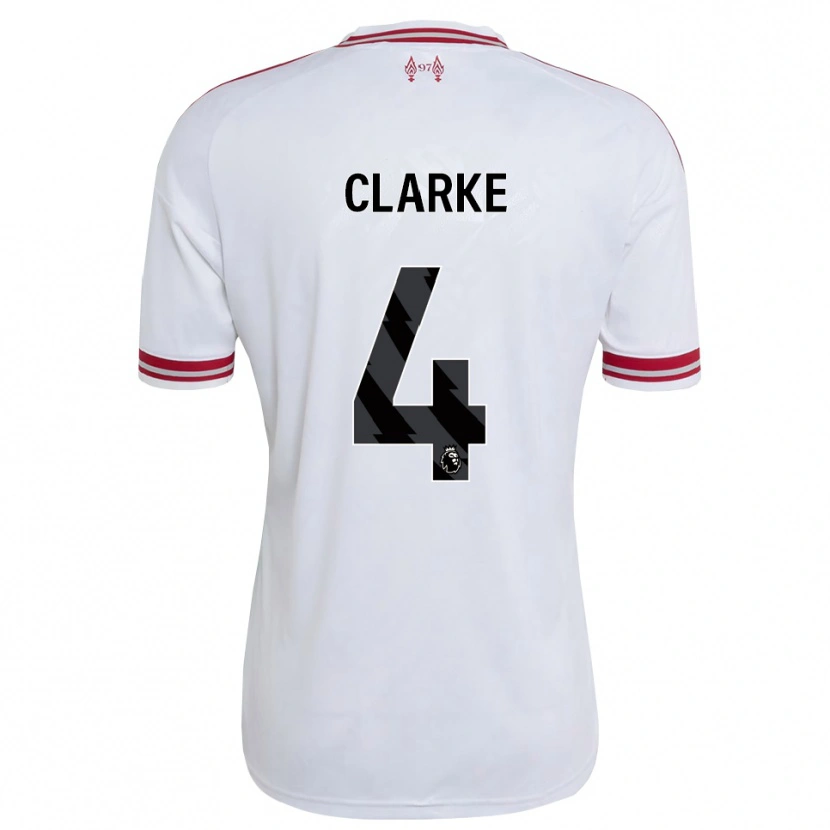 Danxen Bambino Maglia Lucas Clarke #4 Rosso Bianco Kit Gara Away 2026/27 Maglietta