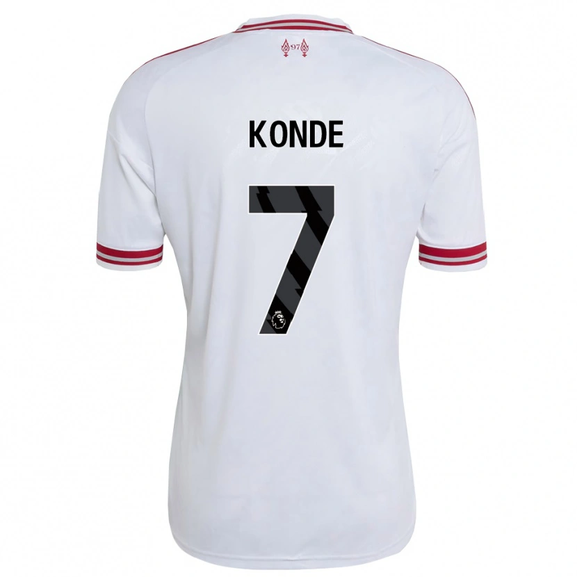 Danxen Bambino Maglia Isaac Konde #7 Rosso Bianco Kit Gara Away 2026/27 Maglietta