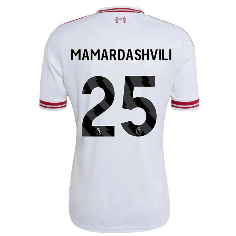 Danxen Bambino Maglia Giorgi Mamardashvili #25 Rosso Bianco Kit Gara Away 2026/27 Maglietta