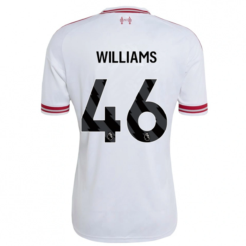 Danxen Bambino Maglia Rhys Williams #46 Rosso Bianco Kit Gara Away 2026/27 Maglietta
