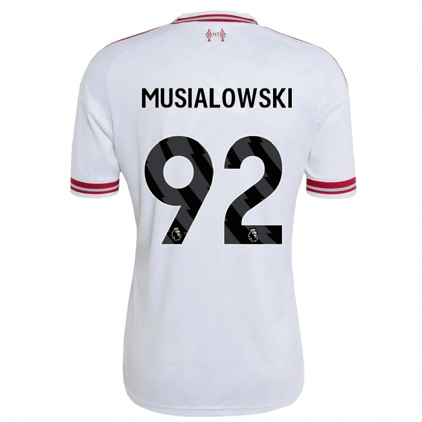 Danxen Bambino Maglia Mateusz Musialowski #92 Rosso Bianco Kit Gara Away 2026/27 Maglietta
