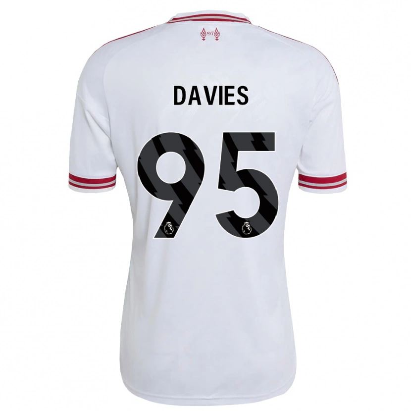 Danxen Bambino Maglia Harvey Davies #95 Rosso Bianco Kit Gara Away 2026/27 Maglietta
