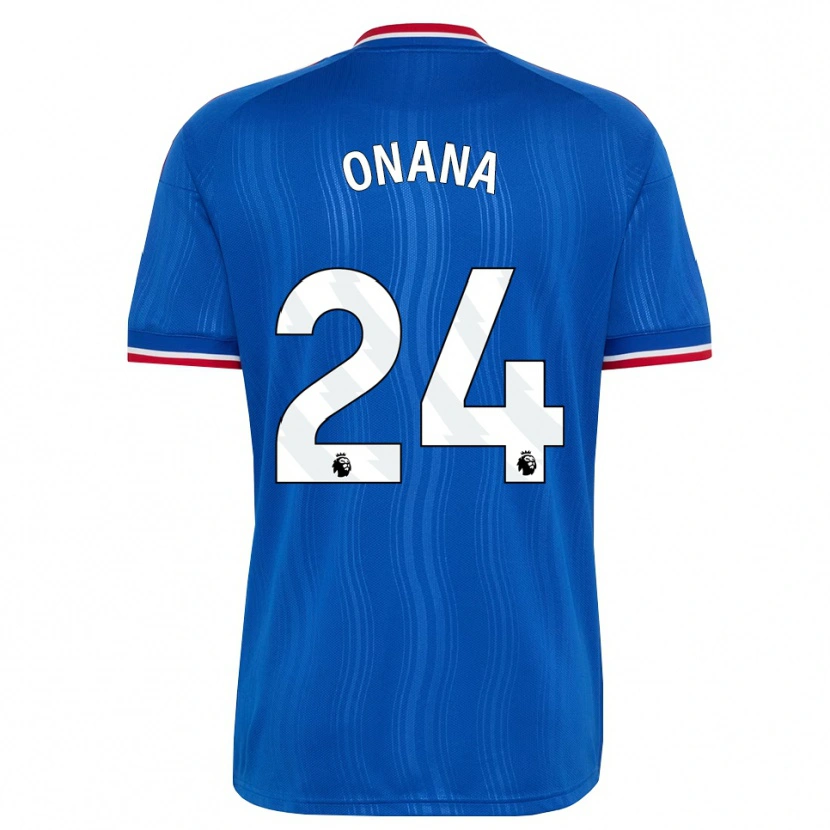 Danxen Bambino Maglia Andre Onana #24 Blu Bianco Rosso Kit Gara Away 2026/27 Maglietta