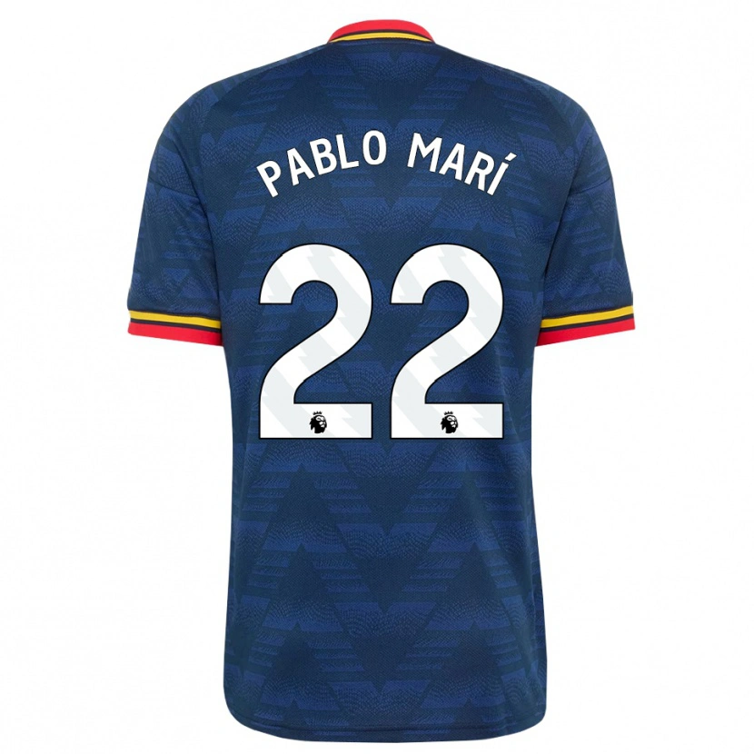Danxen Bambino Maglia Pablo Mari #22 Blu Notte Giallo Rosso Kit Gara Away 2026/27 Maglietta