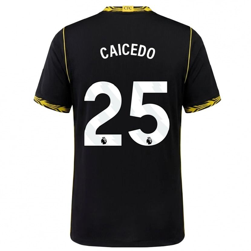 Danxen Bambino Maglia Moisés Caicedo #25 Giallo Nero Kit Gara Away 2026/27 Maglietta