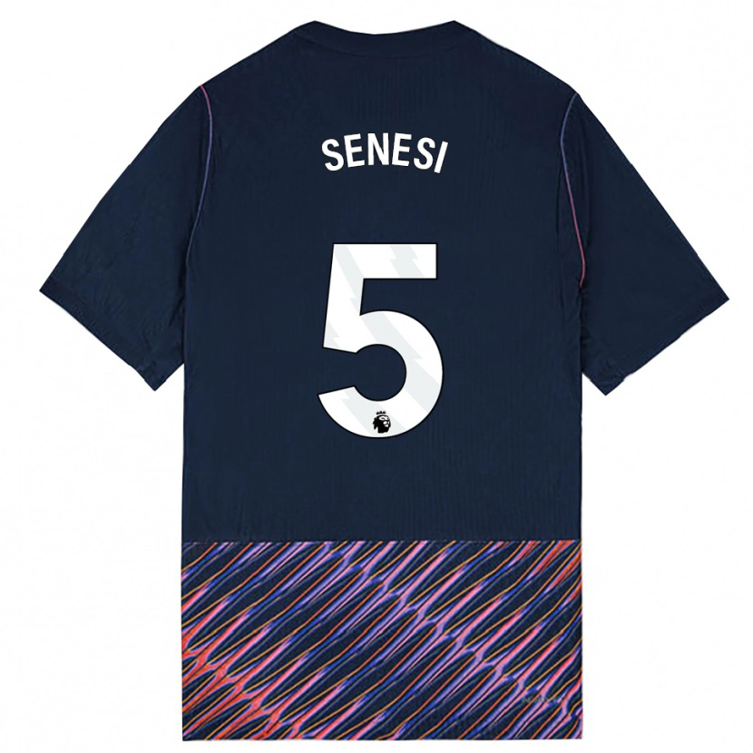 Danxen Bambino Maglia Marcos Senesi #5 Blu Reale Bianco Kit Gara Away 2026/27 Maglietta