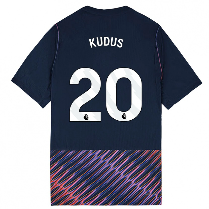 Danxen Bambino Maglia Mohammed Kudus #20 Blu Reale Bianco Kit Gara Away 2026/27 Maglietta