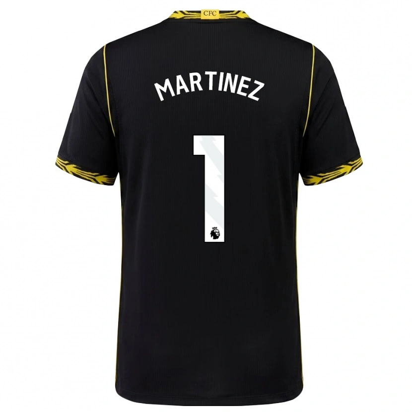 Danxen Bambino Maglia Emiliano Martínez #1 Giallo Nero Kit Gara Away 2026/27 Maglietta