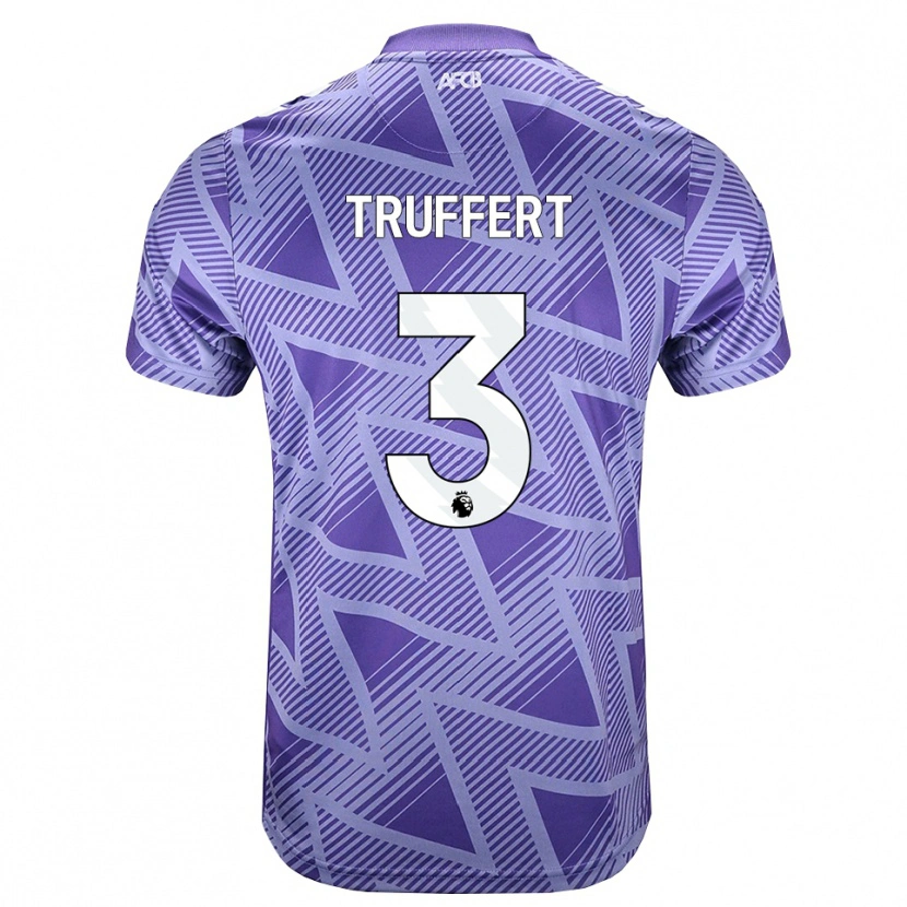 Danxen Bambino Maglia Adrien Truffert #3 Rossa Velo Pallido Bianco Kit Gara Away 2026/27 Maglietta