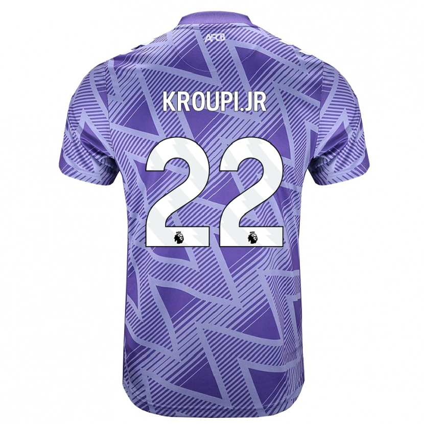 Danxen Bambino Maglia Junior Kroupi #22 Rossa Velo Pallido Bianco Kit Gara Away 2026/27 Maglietta