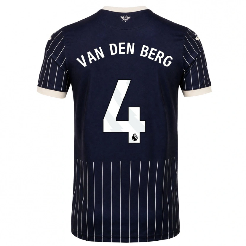 Danxen Bambino Maglia Sepp Van Den Berg #4 Bianco Nero Kit Gara Away 2026/27 Maglietta