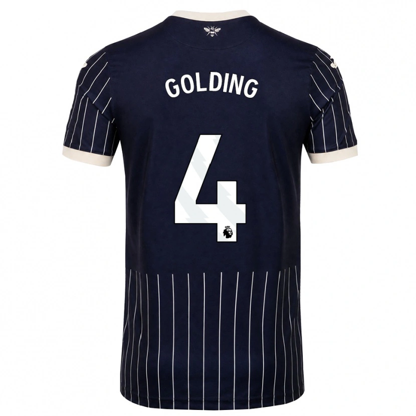 Danxen Bambino Maglia Aidan Golding #4 Bianco Nero Kit Gara Away 2026/27 Maglietta