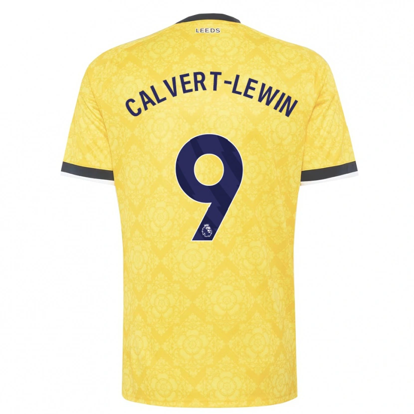 Danxen Bambino Maglia Dominic Calvert-Lewin #9 Giallo Bianco Nero Kit Gara Away 2026/27 Maglietta