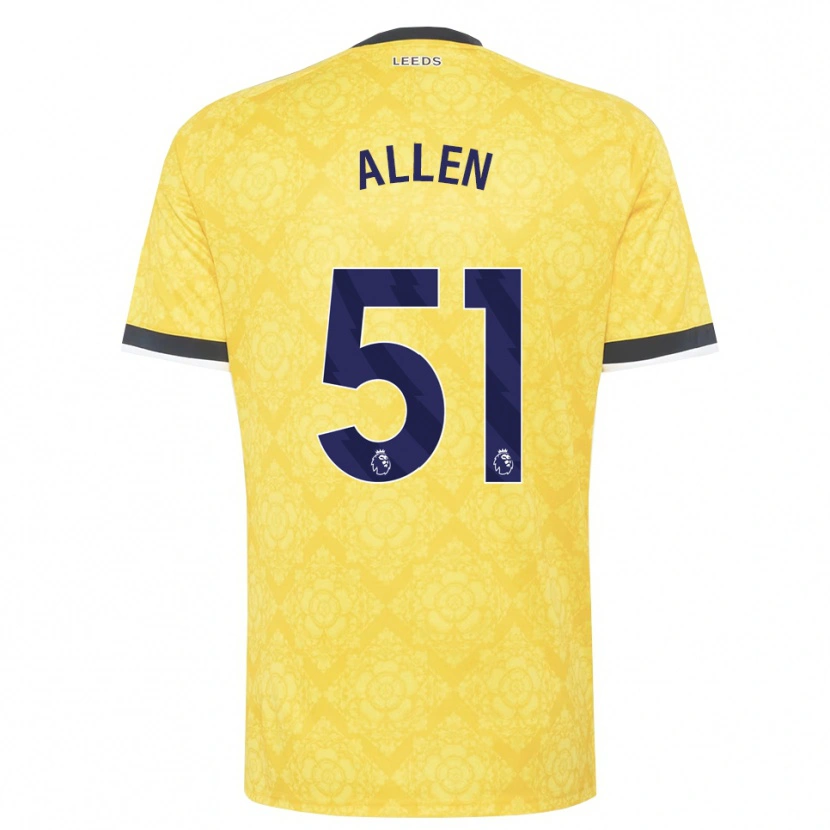 Danxen Bambino Maglia Charlie Allen #51 Giallo Bianco Nero Kit Gara Away 2026/27 Maglietta