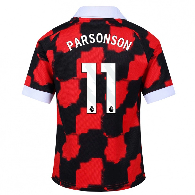 Danxen Bambino Maglia Madi Parsonson #11 Rosso Bianco Nero Kit Gara Away 2026/27 Maglietta
