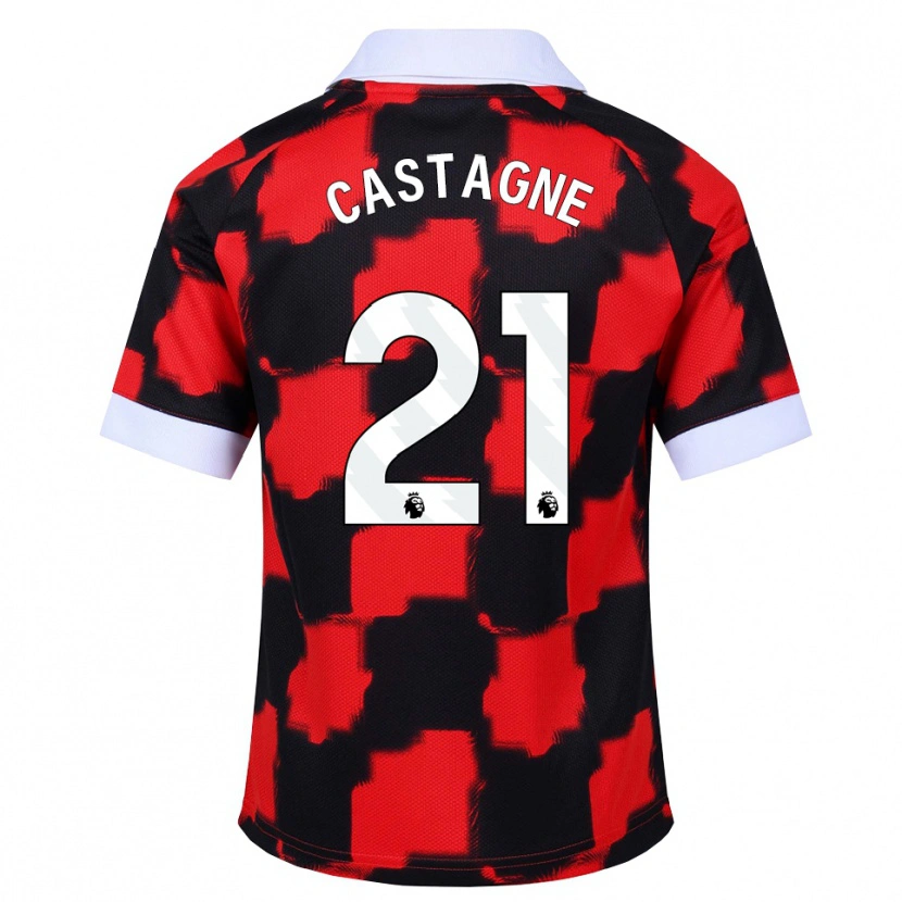 Danxen Bambino Maglia Timothy Castagne #21 Rosso Bianco Nero Kit Gara Away 2026/27 Maglietta