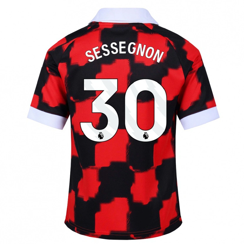 Danxen Bambino Maglia Ryan Sessegnon #30 Rosso Bianco Nero Kit Gara Away 2026/27 Maglietta