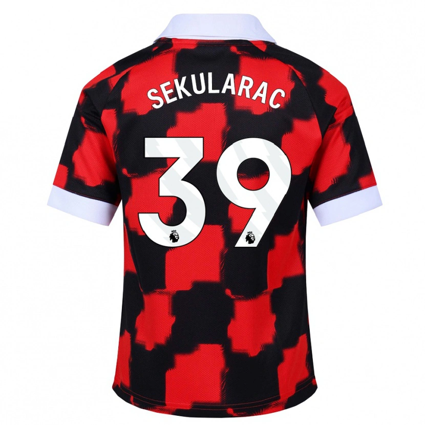 Danxen Bambino Maglia Kristian Sekularac #39 Rosso Bianco Nero Kit Gara Away 2026/27 Maglietta