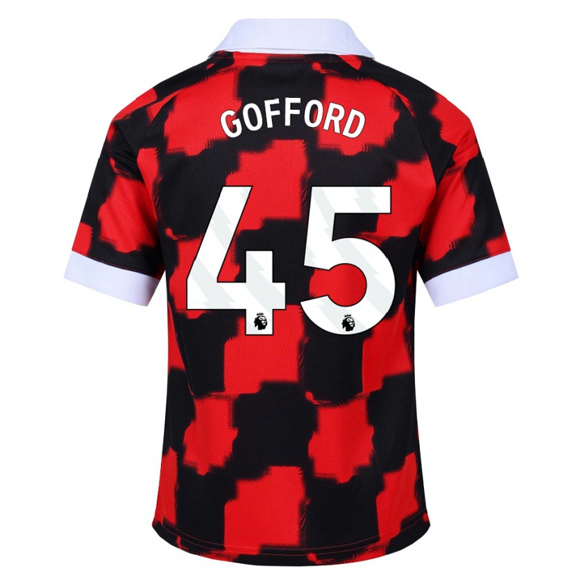 Danxen Bambino Maglia Oliver Gofford #45 Rosso Bianco Nero Kit Gara Away 2026/27 Maglietta