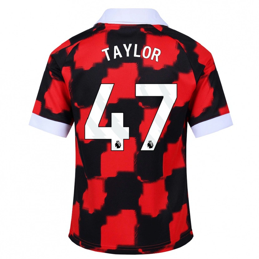 Danxen Bambino Maglia Bo Taylor #47 Rosso Bianco Nero Kit Gara Away 2026/27 Maglietta