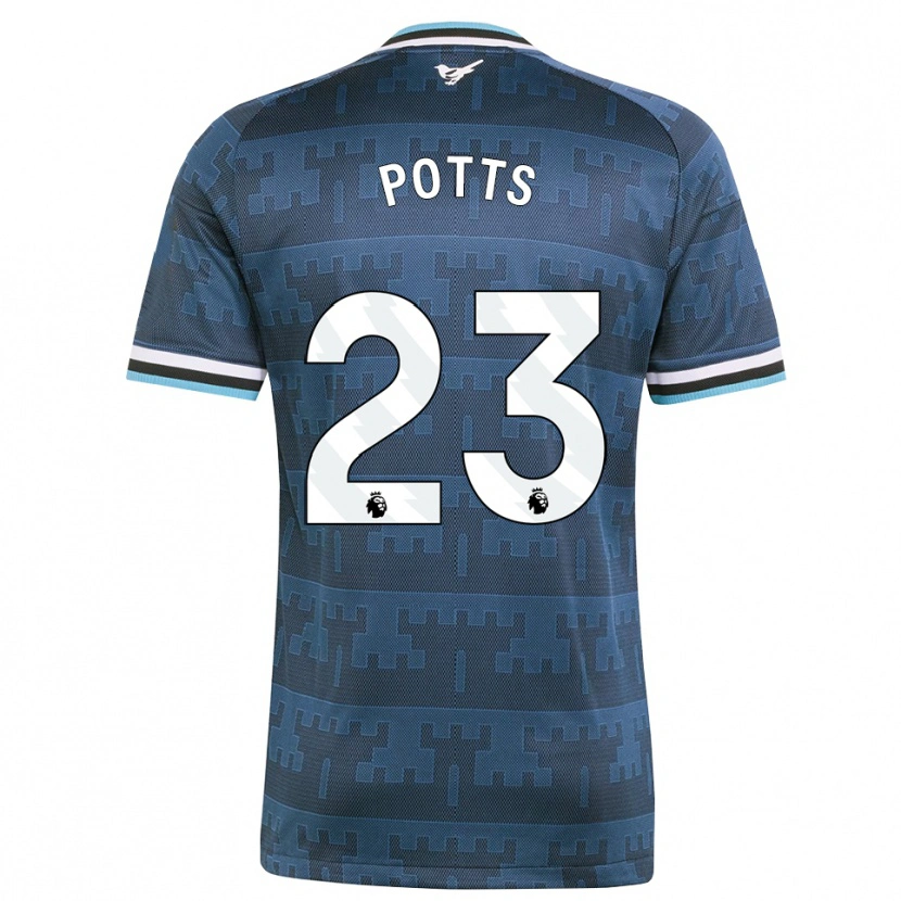Danxen Bambino Maglia Charlotte Potts #23 Giallo Nero Blu Kit Gara Away 2026/27 Maglietta
