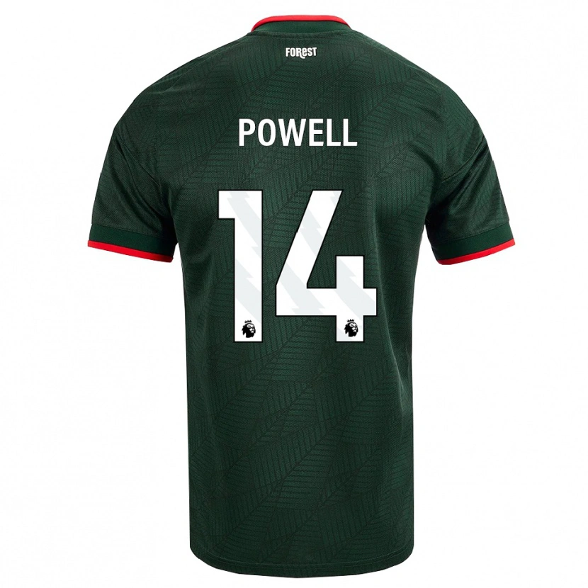 Danxen Bambino Maglia Jayden Powell #14 Verde Scuro Rosso Kit Gara Away 2026/27 Maglietta