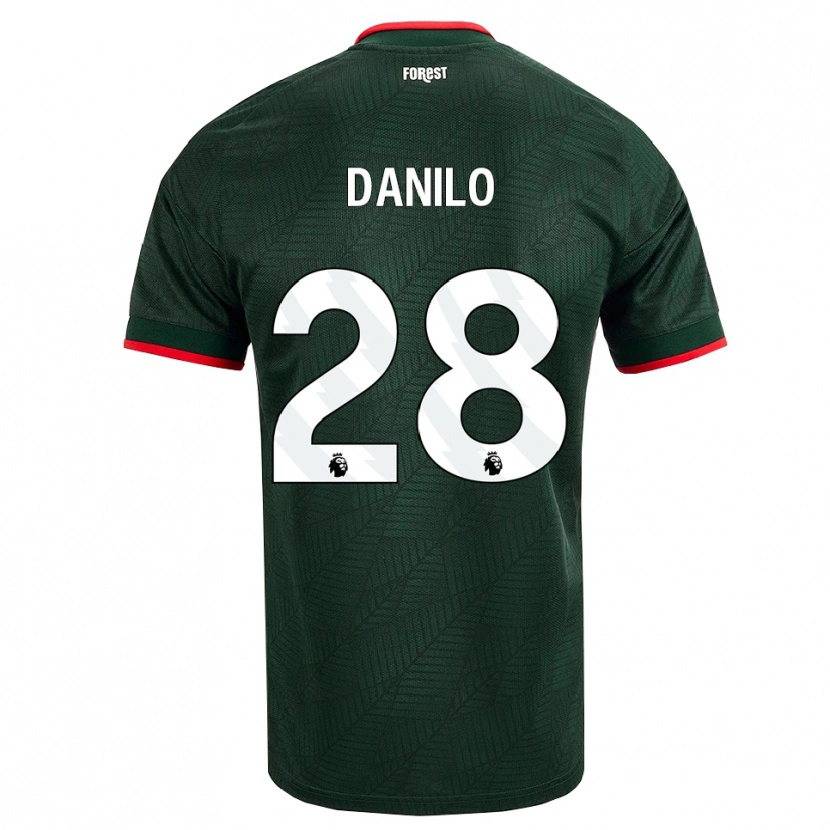 Danxen Bambino Maglia Danilo #28 Verde Scuro Rosso Kit Gara Away 2026/27 Maglietta