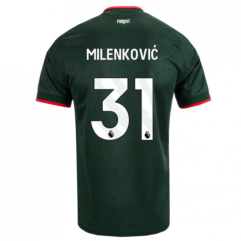 Danxen Bambino Maglia Nikola Milenković #31 Verde Scuro Rosso Kit Gara Away 2026/27 Maglietta