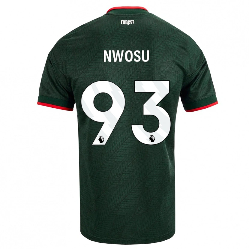 Danxen Bambino Maglia Chinaza Nwosu #93 Verde Scuro Rosso Kit Gara Away 2026/27 Maglietta
