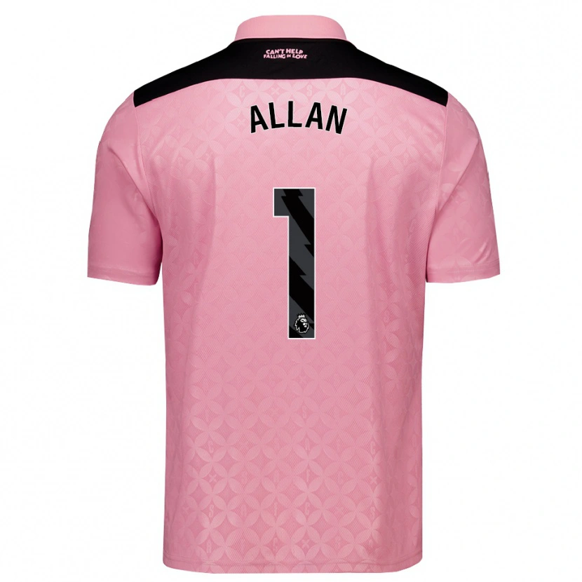 Danxen Bambino Maglia Isaac Allan #1 Rosa Chiaro Nero Kit Gara Away 2026/27 Maglietta
