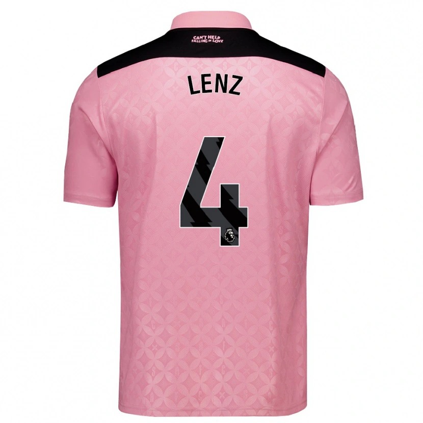 Danxen Bambino Maglia Elias Lenz #4 Rosa Chiaro Nero Kit Gara Away 2026/27 Maglietta