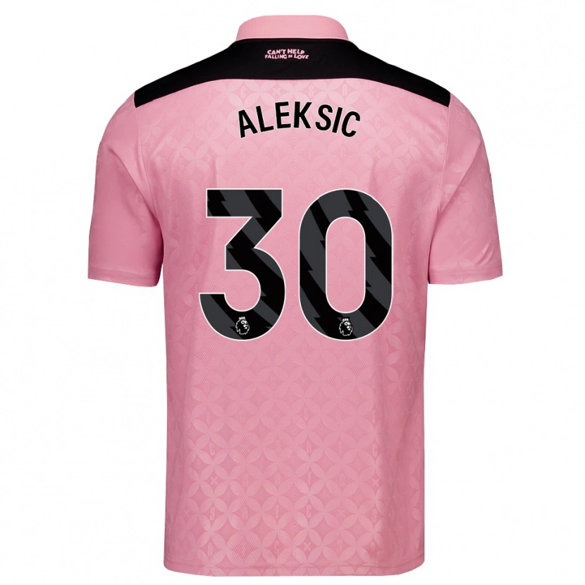 Danxen Bambino Maglia Milan Aleksic #30 Rosa Chiaro Nero Kit Gara Away 2026/27 Maglietta