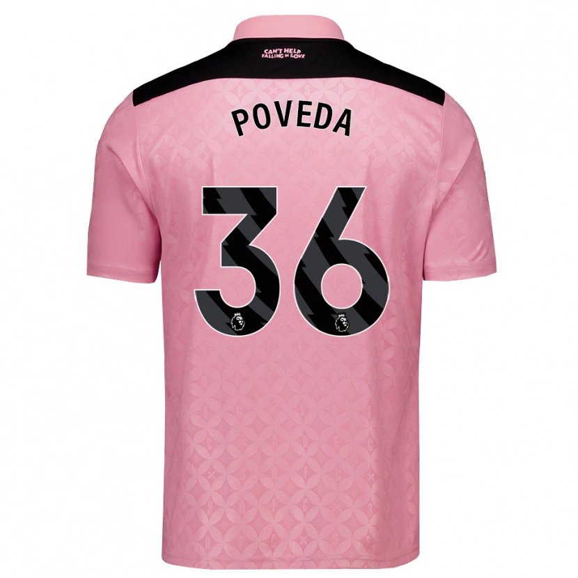 Danxen Bambino Maglia Ian Poveda #36 Rosa Chiaro Nero Kit Gara Away 2026/27 Maglietta