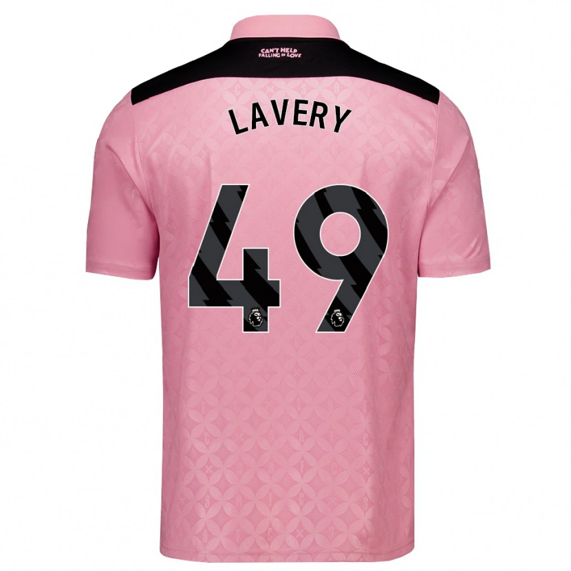 Danxen Bambino Maglia Thomas Lavery #49 Rosa Chiaro Nero Kit Gara Away 2026/27 Maglietta