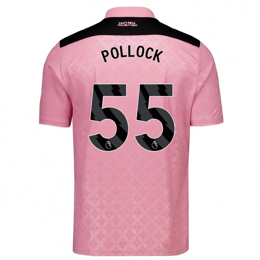 Danxen Bambino Maglia Alfie Pollock #55 Rosa Chiaro Nero Kit Gara Away 2026/27 Maglietta