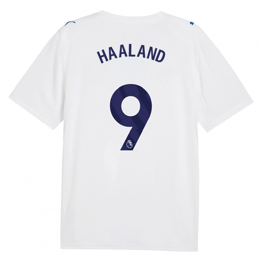 Danxen Bambino Maglia Erling Haaland #9 Blu Scuro Bianco Kit Gara Third 2026/27 Maglietta