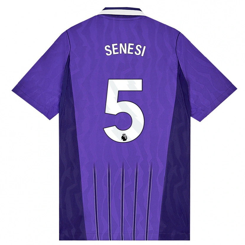 Danxen Bambino Maglia Marcos Senesi #5 Viola Bianco Kit Gara Third 2026/27 Maglietta