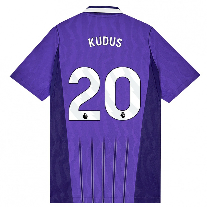 Danxen Bambino Maglia Mohammed Kudus #20 Viola Bianco Kit Gara Third 2026/27 Maglietta
