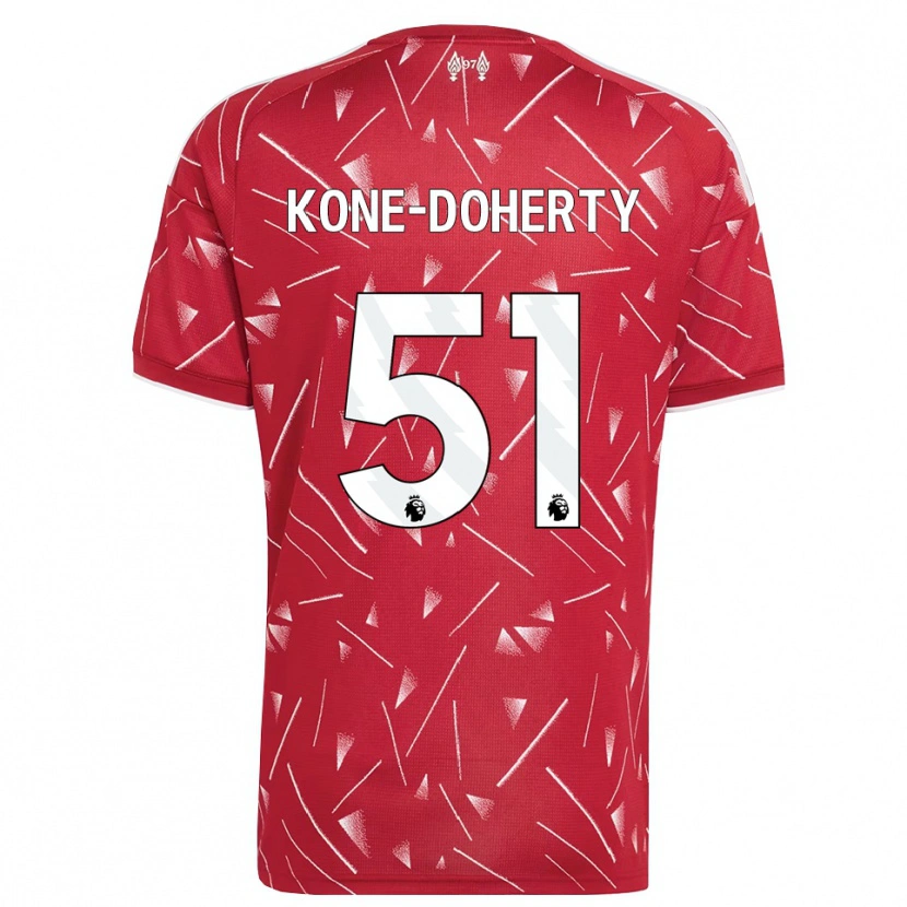 Danxen Uomo Maglia Trent Kone-Doherty #51 Bianco Rosso Kit Gara Home 2026/27 Maglietta