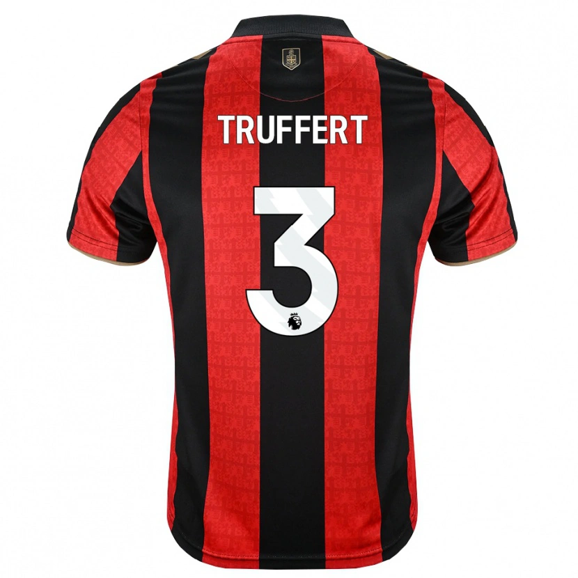Danxen Uomo Maglia Adrien Truffert #3 Oroscuro Rosso Nero Kit Gara Home 2026/27 Maglietta