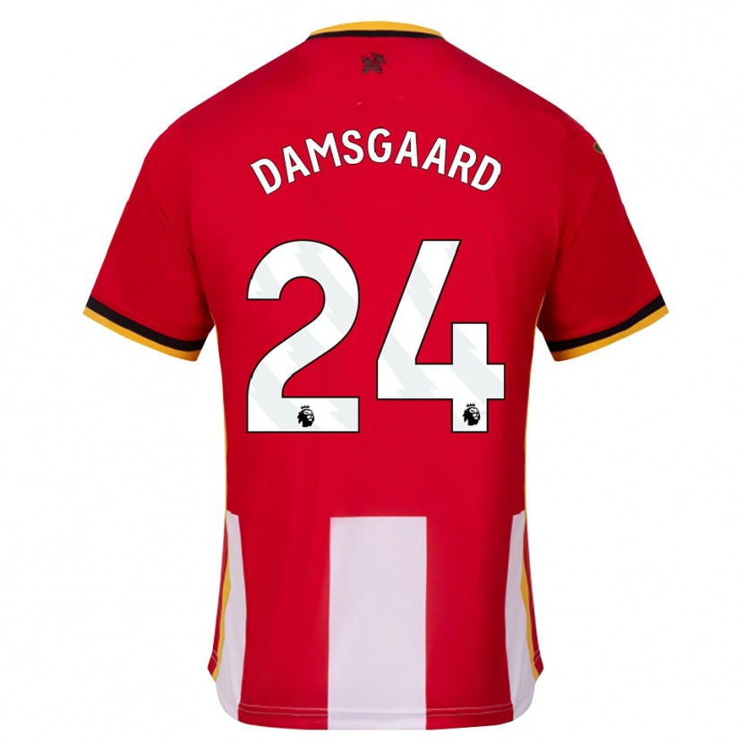 Danxen Uomo Maglia Mikkel Damsgaard #24 Giallo Nero Rosso Kit Gara Home 2026/27 Maglietta