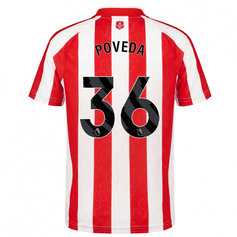 Danxen Uomo Maglia Ian Poveda #36 Rosso Bianco Nero Kit Gara Home 2026/27 Maglietta