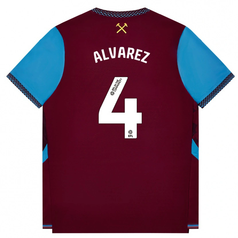Danxen Uomo Maglia Edson Álvarez #4 Borgogna Blu Fiordaliso Kit Gara Home 2026/27 Maglietta