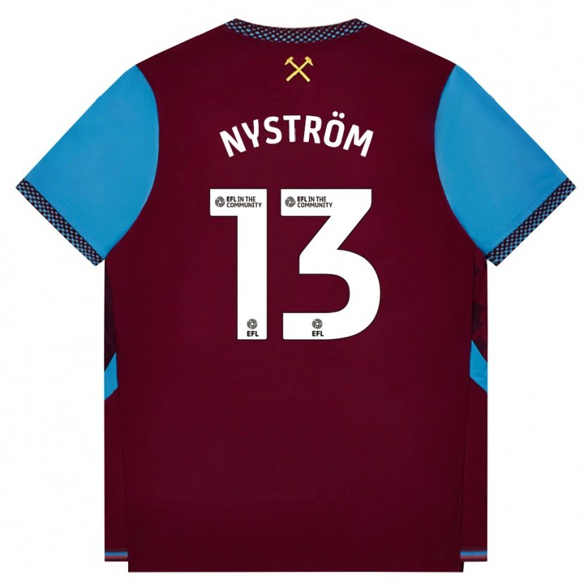 Danxen Uomo Maglia Eva Nyström #13 Borgogna Blu Fiordaliso Kit Gara Home 2026/27 Maglietta