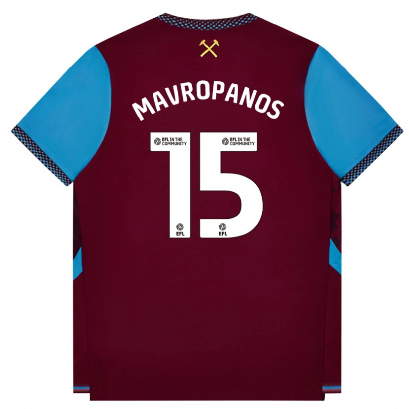 Danxen Uomo Maglia Konstantinos Mavropanos #15 Borgogna Blu Fiordaliso Kit Gara Home 2026/27 Maglietta