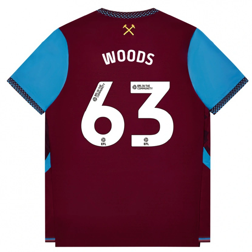 Danxen Uomo Maglia Archie Woods #63 Borgogna Blu Fiordaliso Kit Gara Home 2026/27 Maglietta